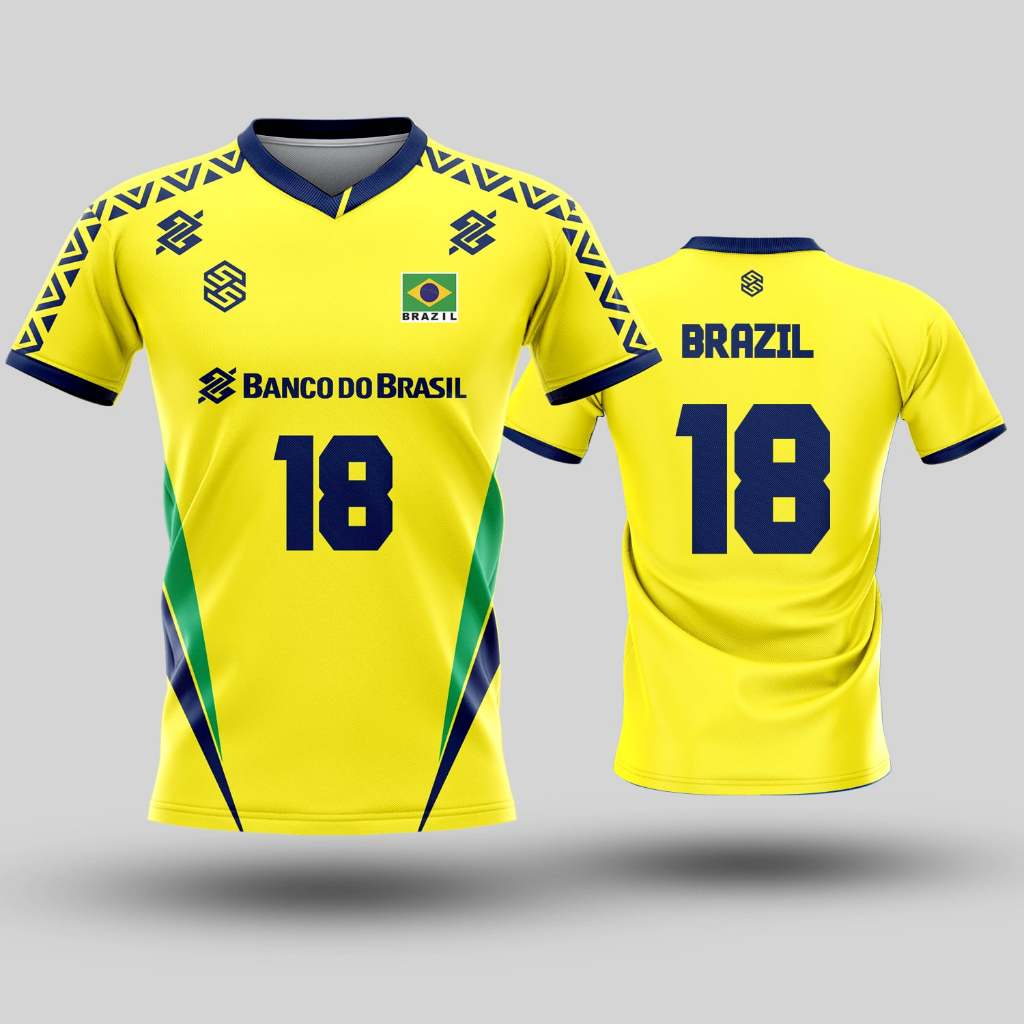🌈✨เสื้อแขนสั้นพิมพ์ลาย(หน้า-หลัง) เสื้อวอลเลย์ทีมBRAZIL 2025 สามารถใส่ชื่อ เบอร์ นักกีฬา ฟรี!!! แจ้งที่หมายเหตุ