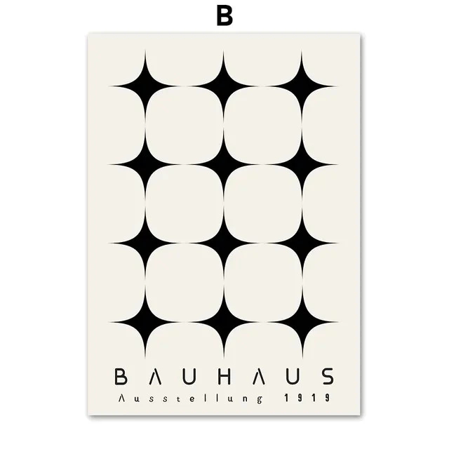 (พร้อมส่งจากไทย ภาพรวมกรอบ)Boho  Bauhaus Line เรขาคณิต Nordic สีดํา สําหรับตกแต่งผนัง - รูปที่ 2