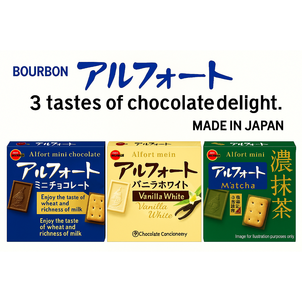 【sale】Made in Japan | Bourbon Alfort Mini Chocolate – 3 Flavors Flavors: Milk Chocolate / Vanilla Wh