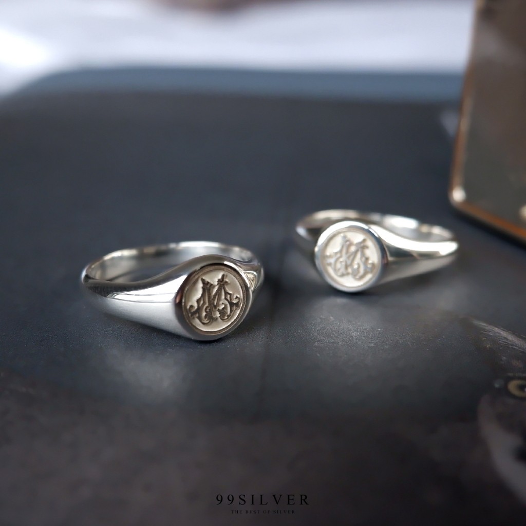 แหวน Signet Ring เลือกแบบลายได้เองตามที่ต้องการ ตัวเรือนหน้ากลม 8x8 มิลลิเมตร R218
