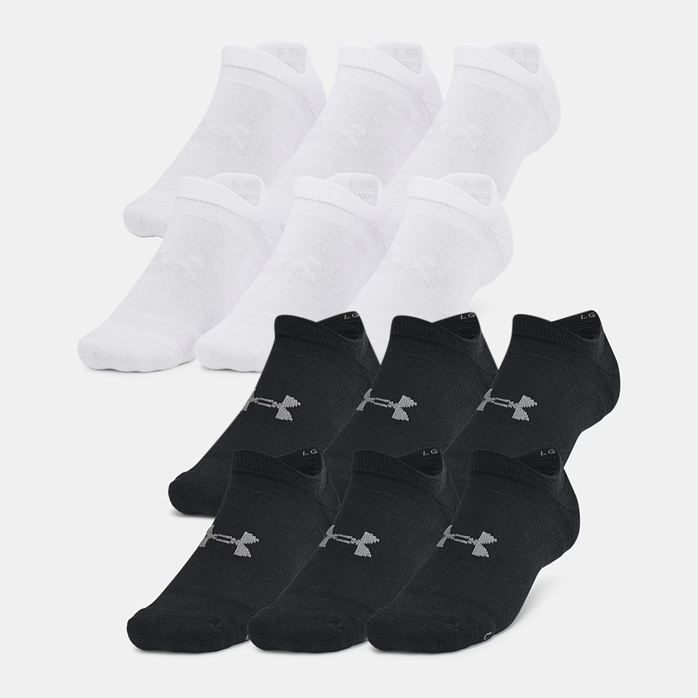 UNDER ARMOUR ถุงเท้า ผู้ใหญ่ รุ่น UA Essential Cushion 6pk NS /1387057 (001,100)