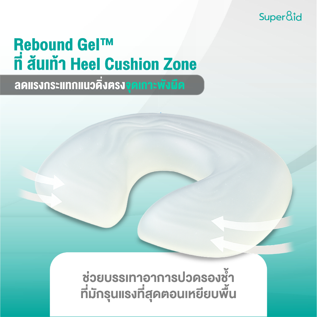 Super8id รุ่นใหม่ HeelPro Comfort+ ถุงเท้า รองช้ำ ยืน 10 ชั่วโมงไม่ปวด เสริม เจล 2 จุด - รูปที่ 5