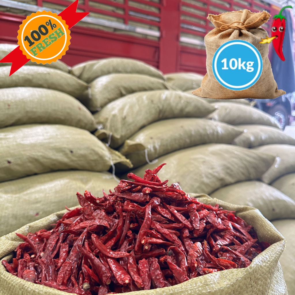 พริกจินดาแห้งเด็ดก้าน สดใหม่คัดคุณภาพ ราคาหน้าสวน 5,9.6-10 kg