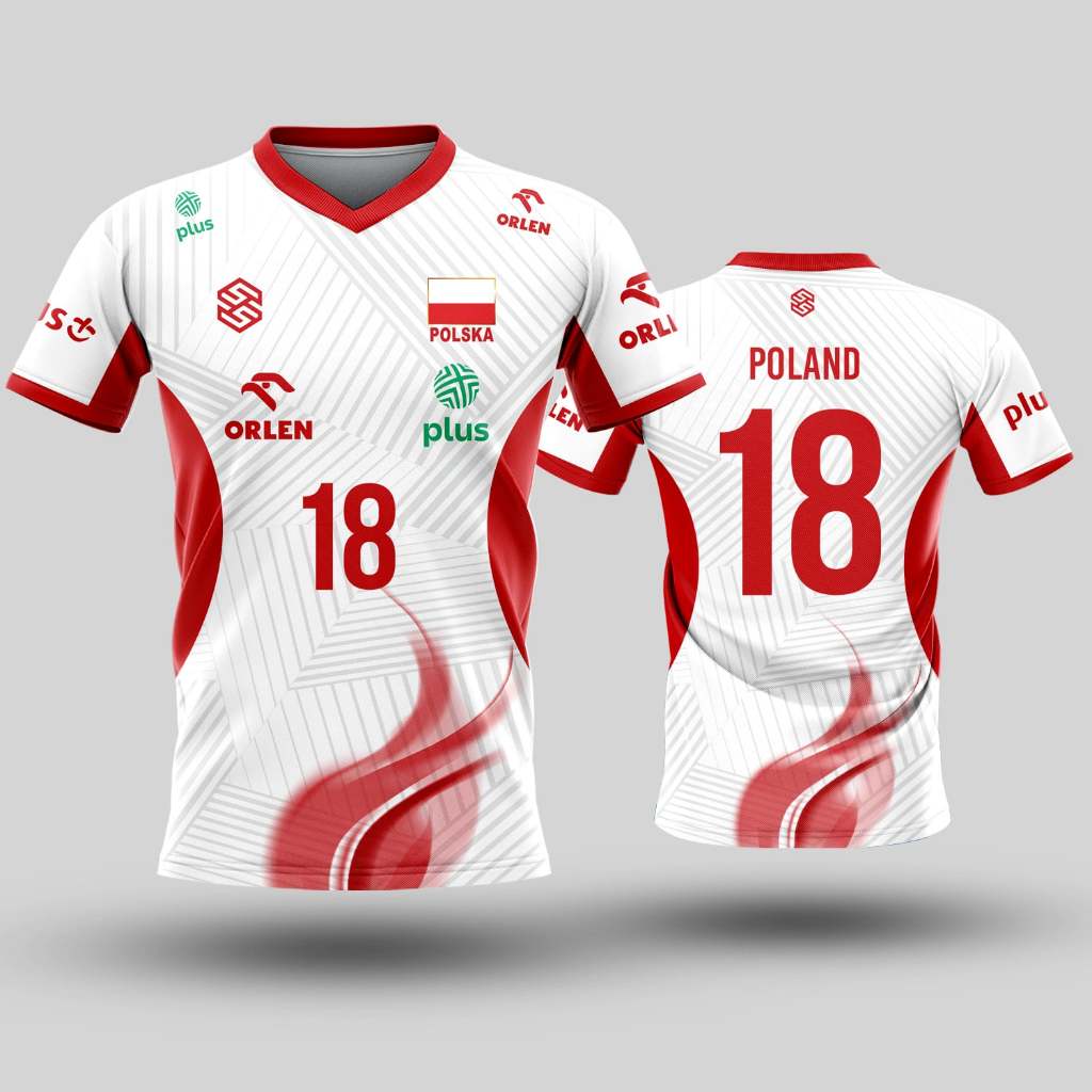🌈✨เสื้อแขนสั้นพิมพ์ลาย(หน้า-หลัง) เสื้อวอลเลย์ทีมPOLSKA 2025 สามารถใส่ชื่อ เบอร์ นักกีฬา ฟรี!!! แจ้งที่หมายเหตุ