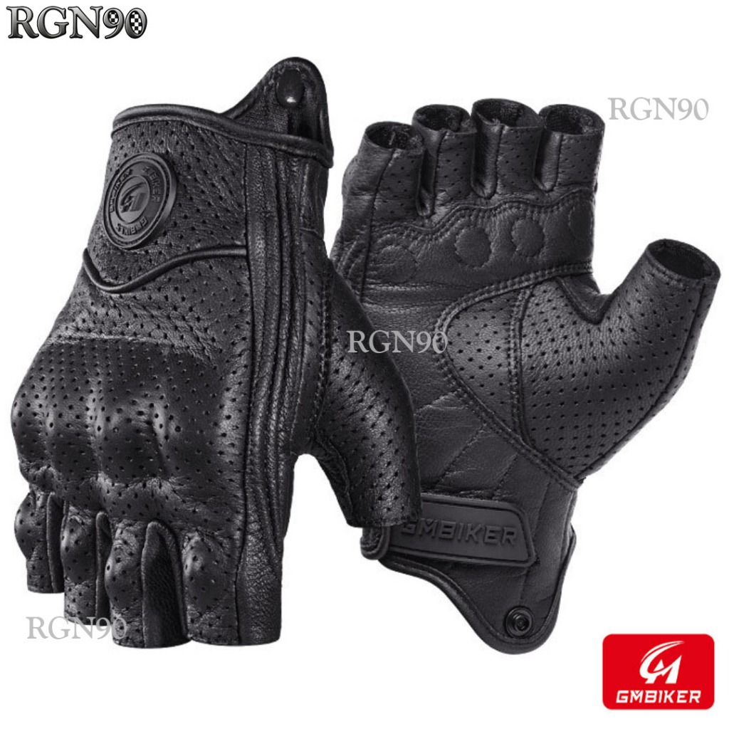ถุงมือขับขี่มอเตอร์ไซค์ ถุงมือหนัง GMBIKER ครึ่งนิ้ว