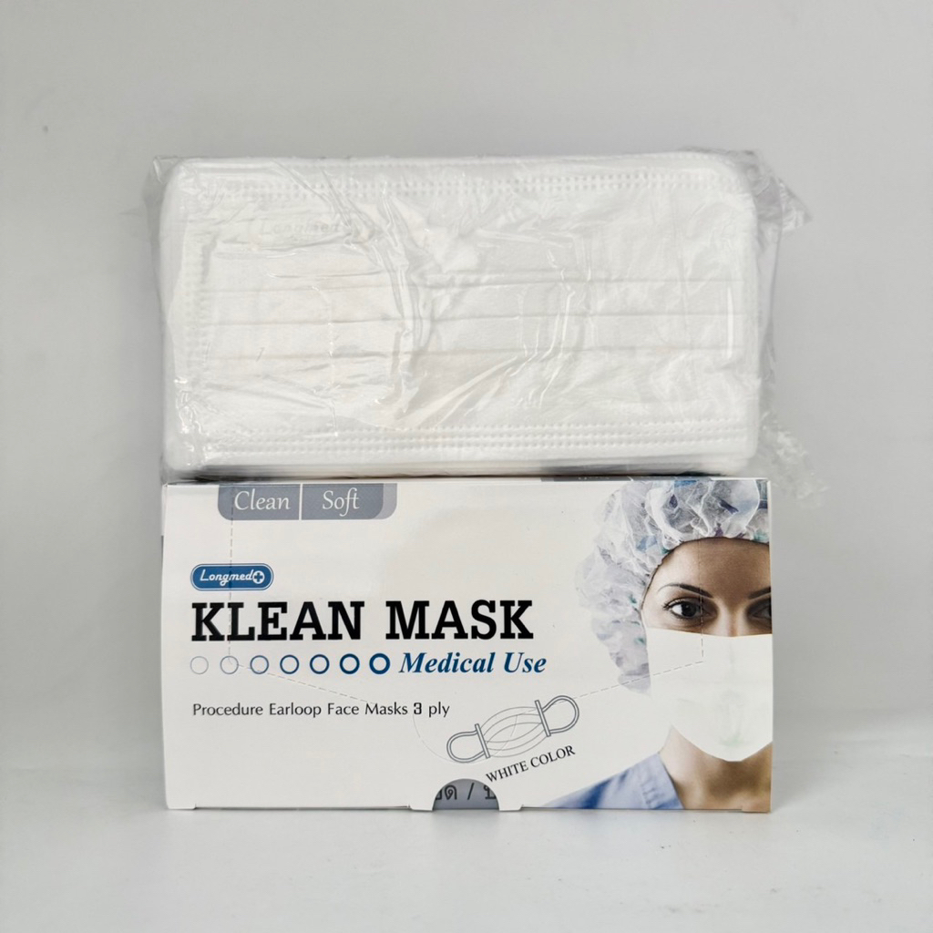 Klean Mask (สีขาว) หน้ากากอนามัย 1กล่อง มี 50ชิ้น