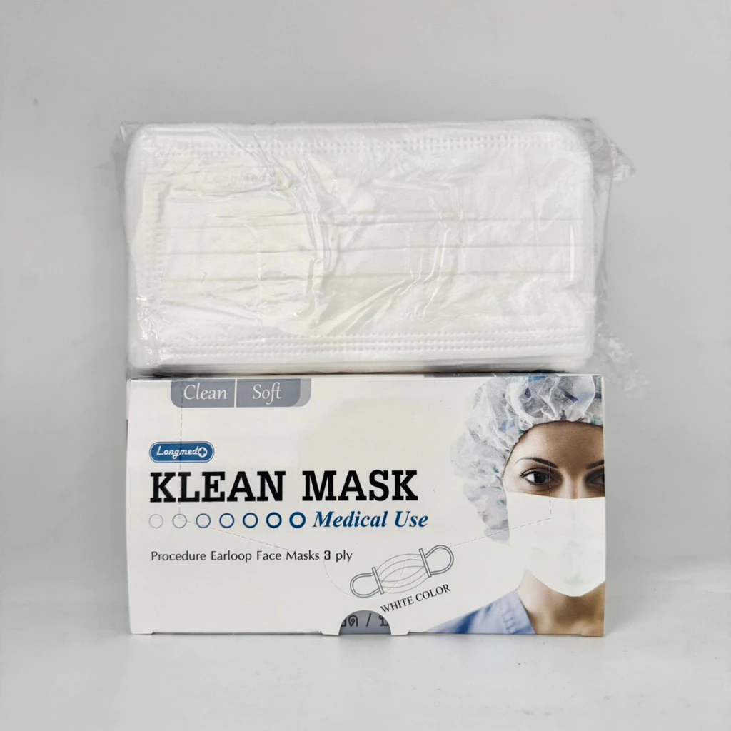 Klean Mask (สีขาว) หน้ากากอนามัย 1กล่อง มี 50ชิ้น
