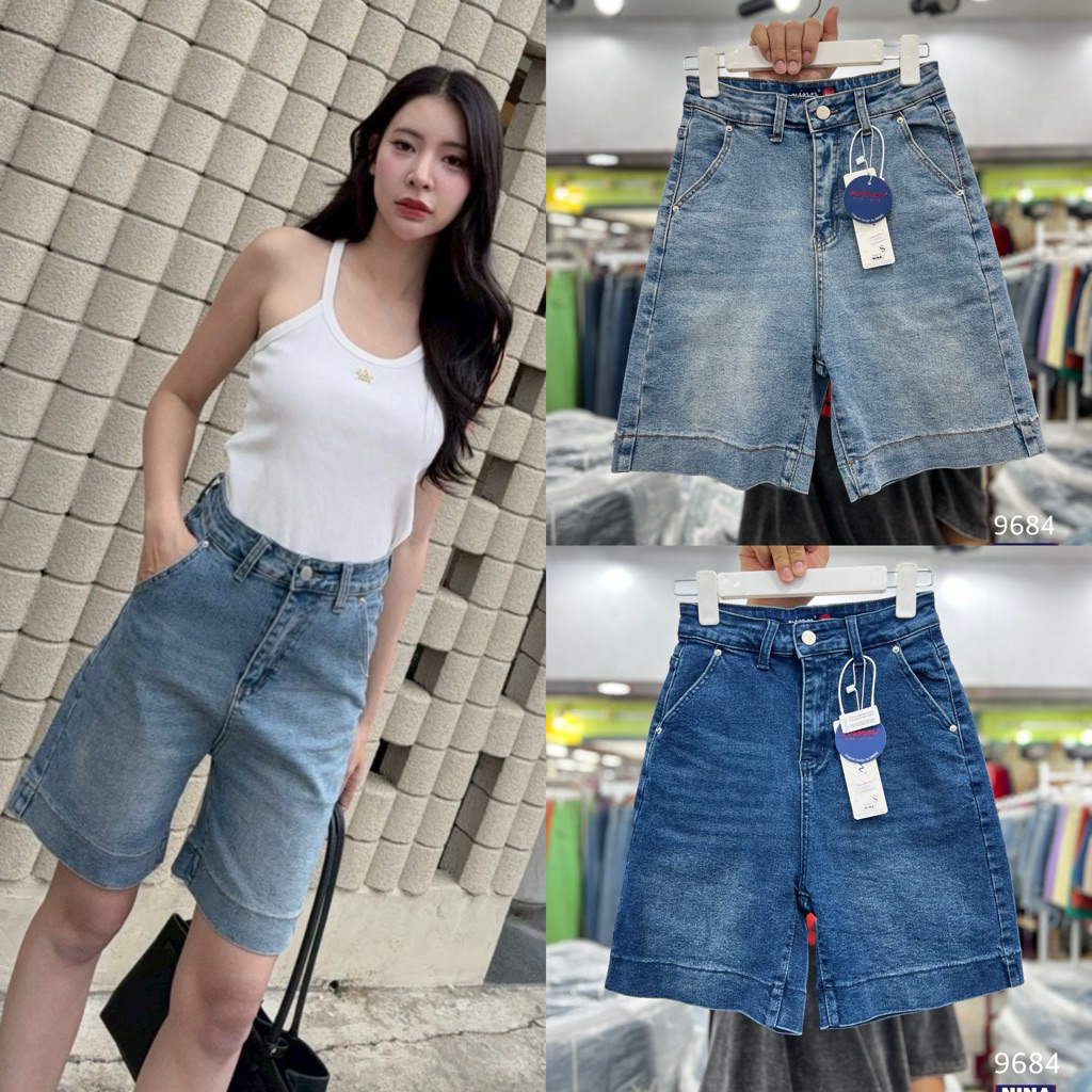 👖NN-ST🌟#9684 งานกางเกงขาสาวส่วนผ้ายืด งานดี ผ้าเนื้อแน่น เก็บทรงเก็บหุ่น เอวสูงปิดสะดือ ปลายขาเย็บ