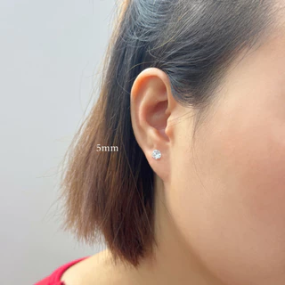 earika.earrings - white jewel piercing จิวหูเงินแท้จี้เพชรเม็ดเดี่ยว (มีให้เลือก 4 ขนาด) สำหรับคนแพ้ง่าย
