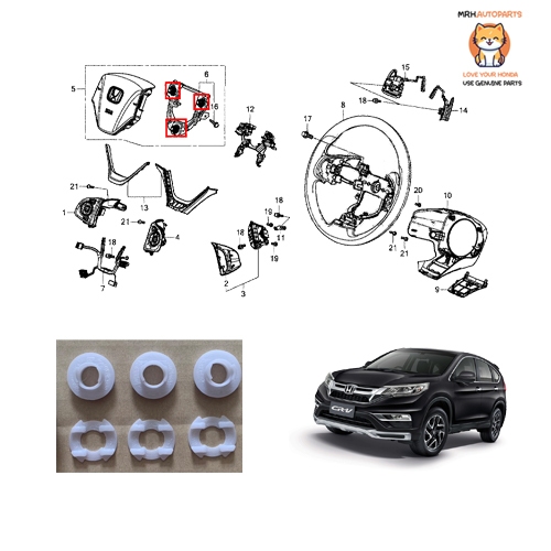 อะไหล่ซ่อมแผ่นแตร Honda CR-V 2012-2016 Gen4 จำนวน 1 ชุด 6 ชิ้น