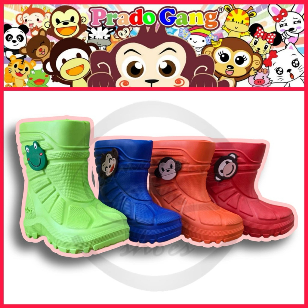 Prado Gang รองเท้าบูทยางสำหรับเด็ก รองเท้าบูทเด็กน้ำหนักเบา รองเท้าบูทเด็กกันน้ำ