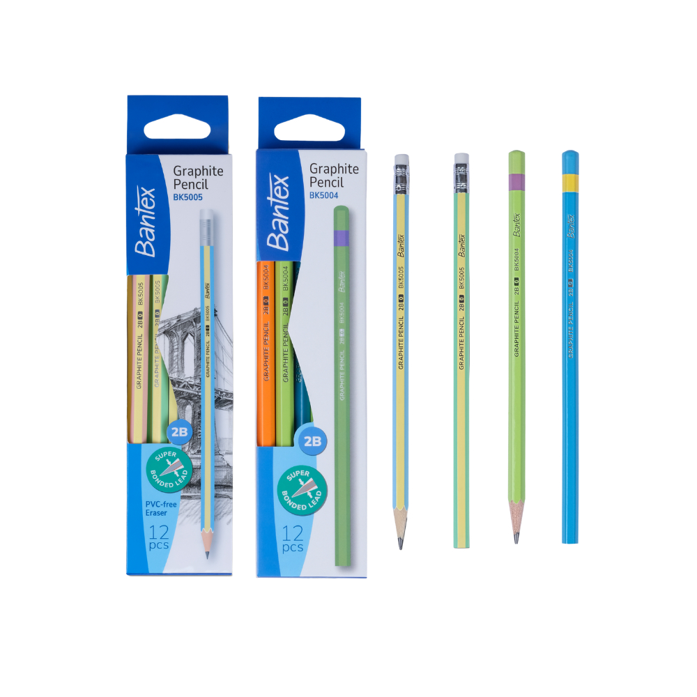 [ของแถมฟรี] Bantex ดินสอ 2B แพ็ค 12 ด้าม ดินสอไม้ อุปกรณ์เครื่องเขียน Pencil