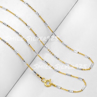 สร้อยคอเงินแท้ 92.5% Italy ชุบ 2 กษัตริย์ ลายโซ่สลับปล้องอ้อ…