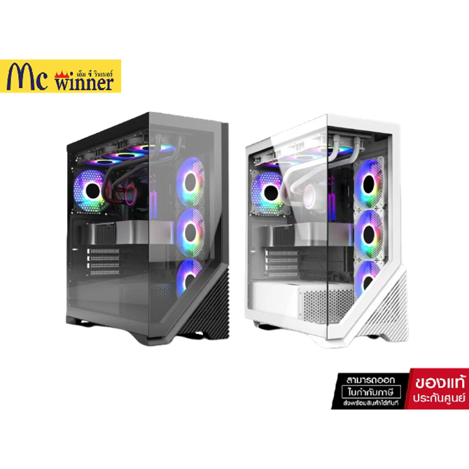 CASE (มีพัดลม ARGB 4ตัว) PLENTY ARTEMIS-AR17 (BLACK, WHITE) (ATX)-รับประกัน 1 ปี