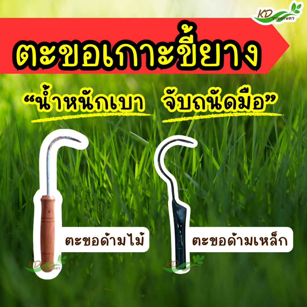 ตะขอเกาะขี้ยาง ตะขอเกี่ยวด้ามไม้ ด้ามเหล็กดำ สำหรับเกาะขี้ยาง ด้ามจับถนัดมือไม่ลื่น