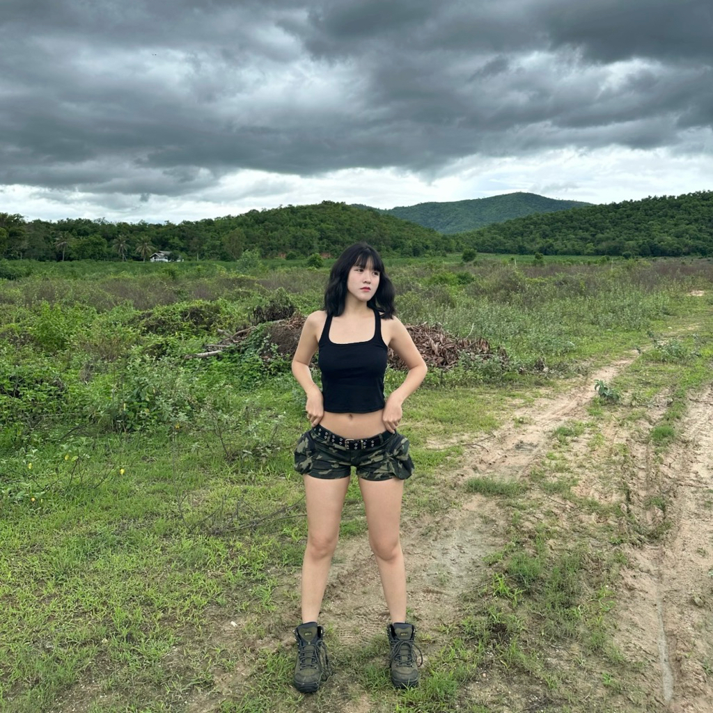 Mabeau - Army cargo shorts กางเกงขาสั้นเอวต่ำทรงคาโก้ ลายพราง ลายทหาร ผ้าคอตตอน(ไม่รวมเข็มขัด) - รูปที่ 3