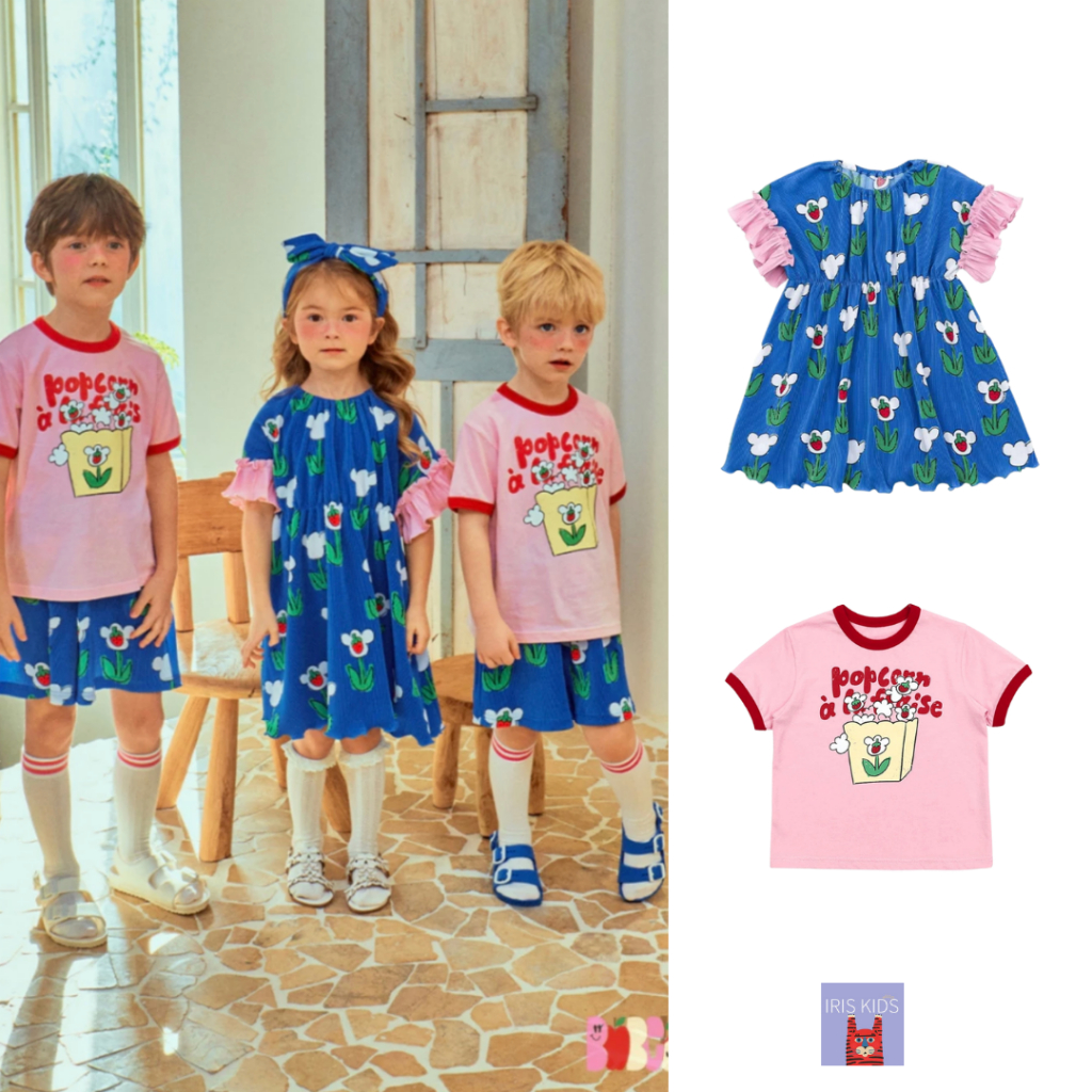 【พร้อมส่ง】「สินค้าลิขสิทธิ์แท้」 IRIS KIDS Popcorn IKS240040ชุดเด็กแฟชั่น สไตล์เกาหลี ผ้านิ่มใส่สบาบ เสื้อยืดเด