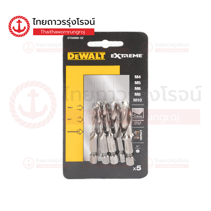 DEWALT ชุดดอกต๊าปสว่านกระแทก 1/4นิ้ว รุ่น DT50060-QZ (5ชิ้น) |ชิ้น| TTR Store