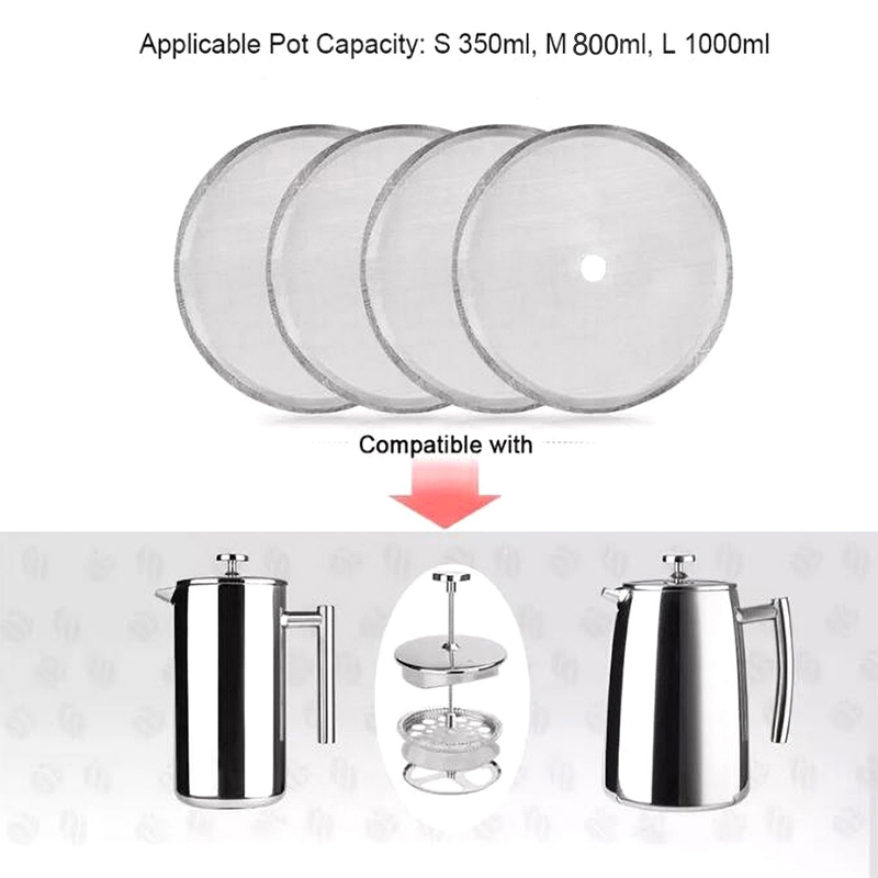 2 ชิ้น กรองกาแฟ Reusable Stainless Steel French Press Coffee Maker Mesh Filter เครื่องชงกาแฟ Coffee Tools