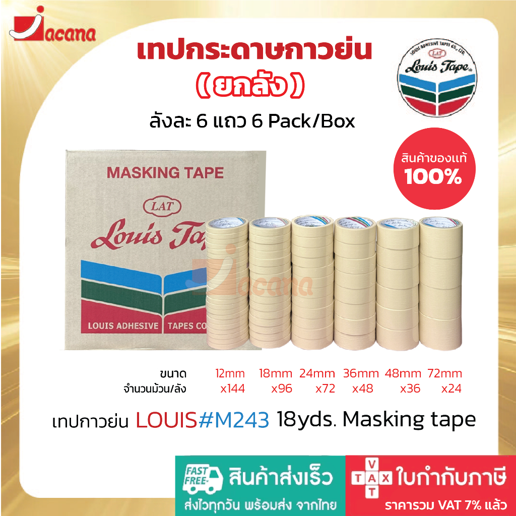 (ยกลัง) เทปกาวย่น Louis Masking Tape เทปย่น กระดาษกาว เทปหนังไก่
