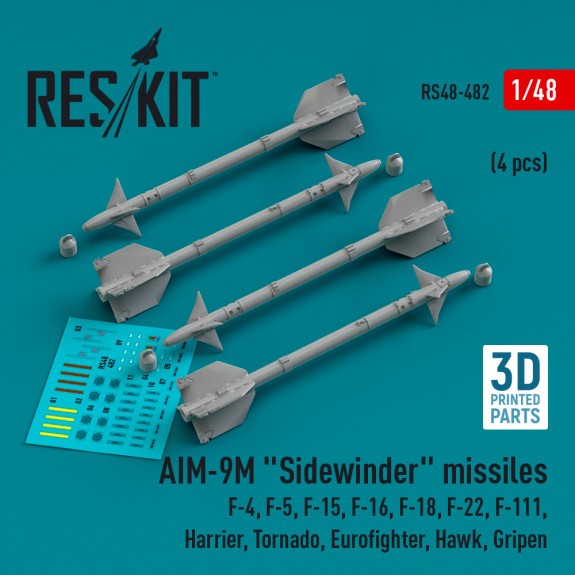 RS48-0482_AIM-9M "Sidewinder" missiles (4 pcs) (3D Printed) (1/48)