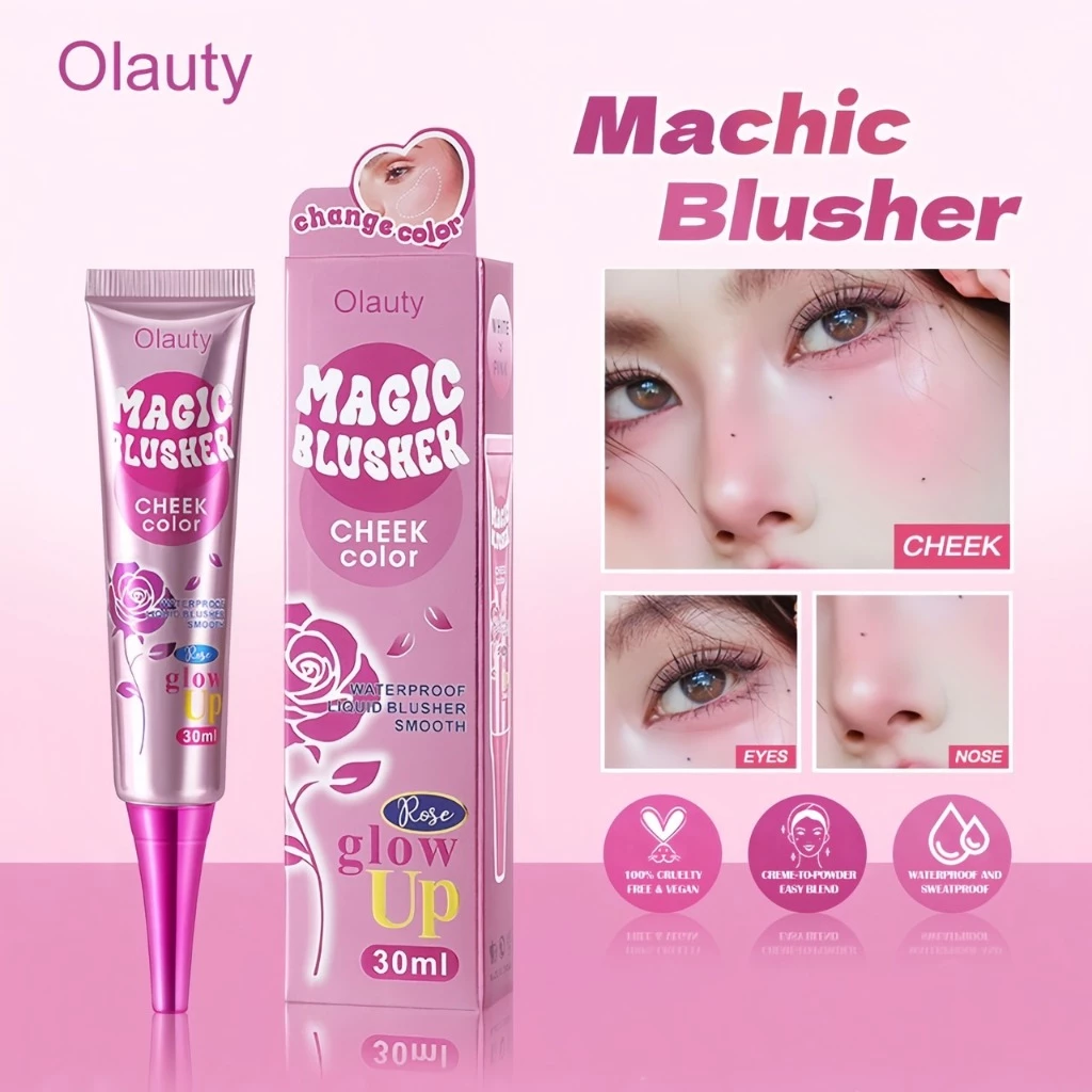 Olauty Magic Blush ครีมบลัชออน เปลี่ยนสีได้ตามผิว สัมผัสเบา ปาดปุ๊ปเป็นเนื้อแป้งกลืนไปกับผิว สีชมพูสุขภาพดี ใช้ทาแก้ม