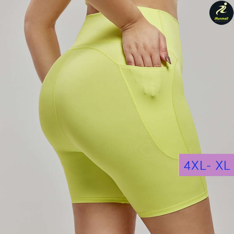 (4XL-XL) กางเกงออกกำลังกายขาสั้น พลัสไซส์ ผู้หญิง เทรนนิ่ง โยคะ วิ่ง ฟิตเนส เลคกิ้ง iRunmall #DK110