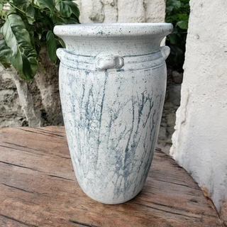 Flowerpot กระถางดินเผาทรงตรงปากแบน วินเทจสไตล์ มีหู 4 หู ขนาด 26 x 47 cm. ใช้ทำเป็นที่ใส่เก็บร่มได้