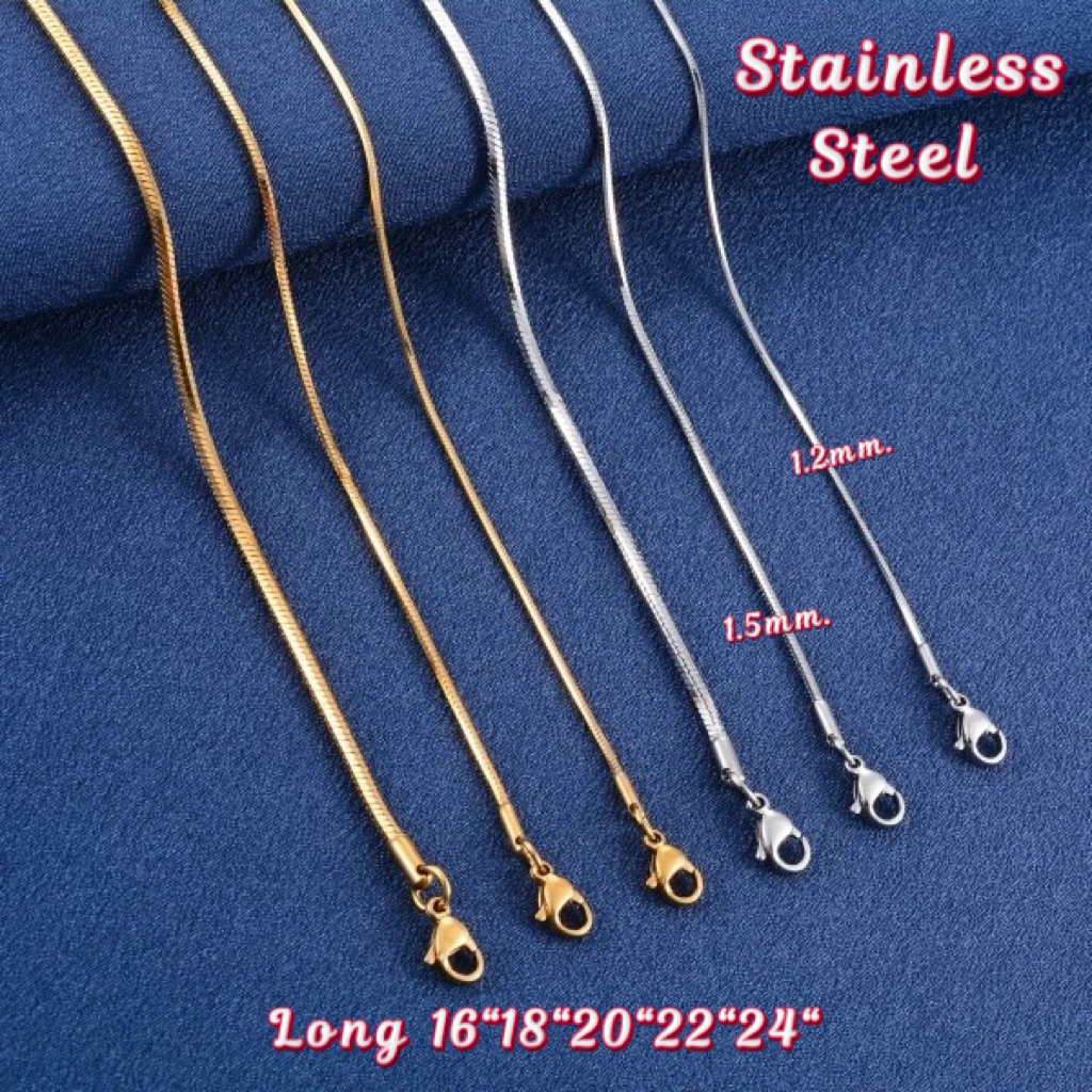 LN64 สร้อยคอลายงูแปดเหลี่ยมสแตนเลสแท้