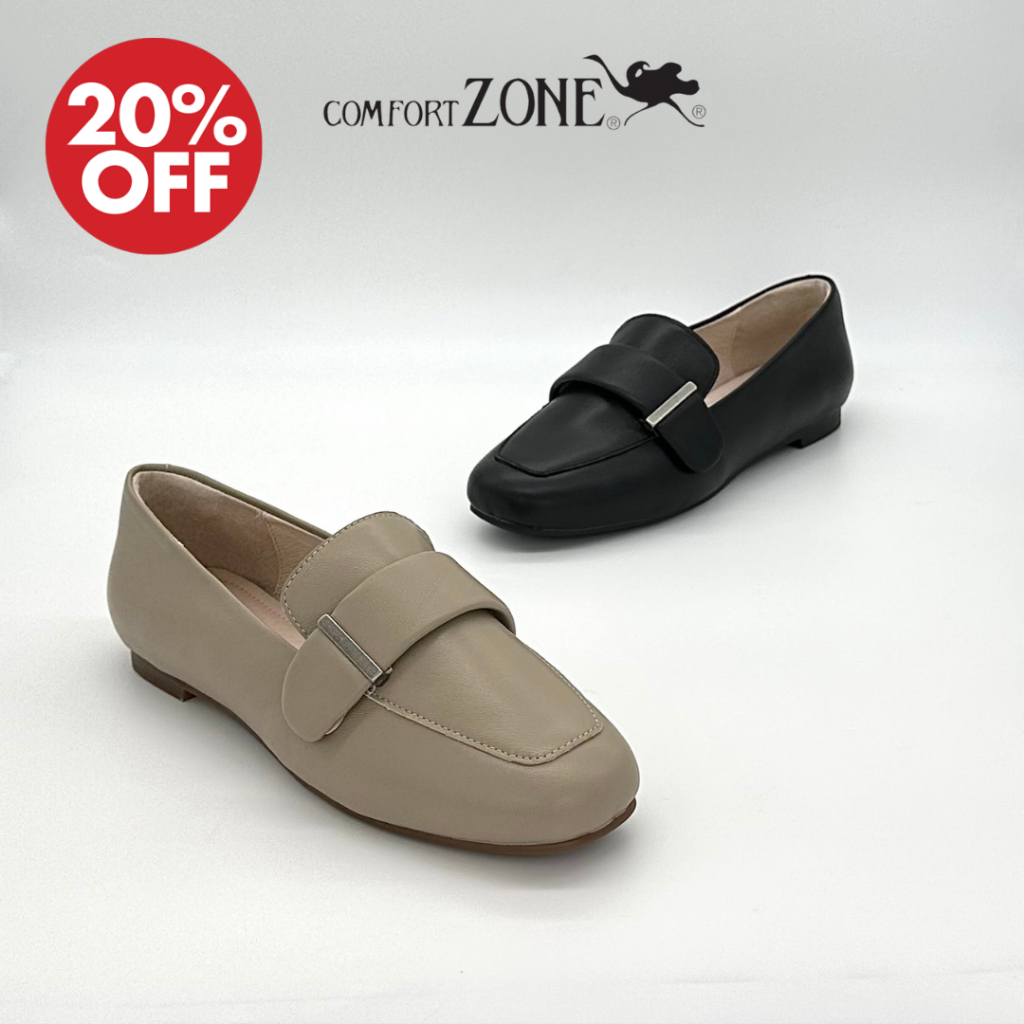 Comfort Zone Strap Buckle Shoes, Black/Taupe, Size 36-41