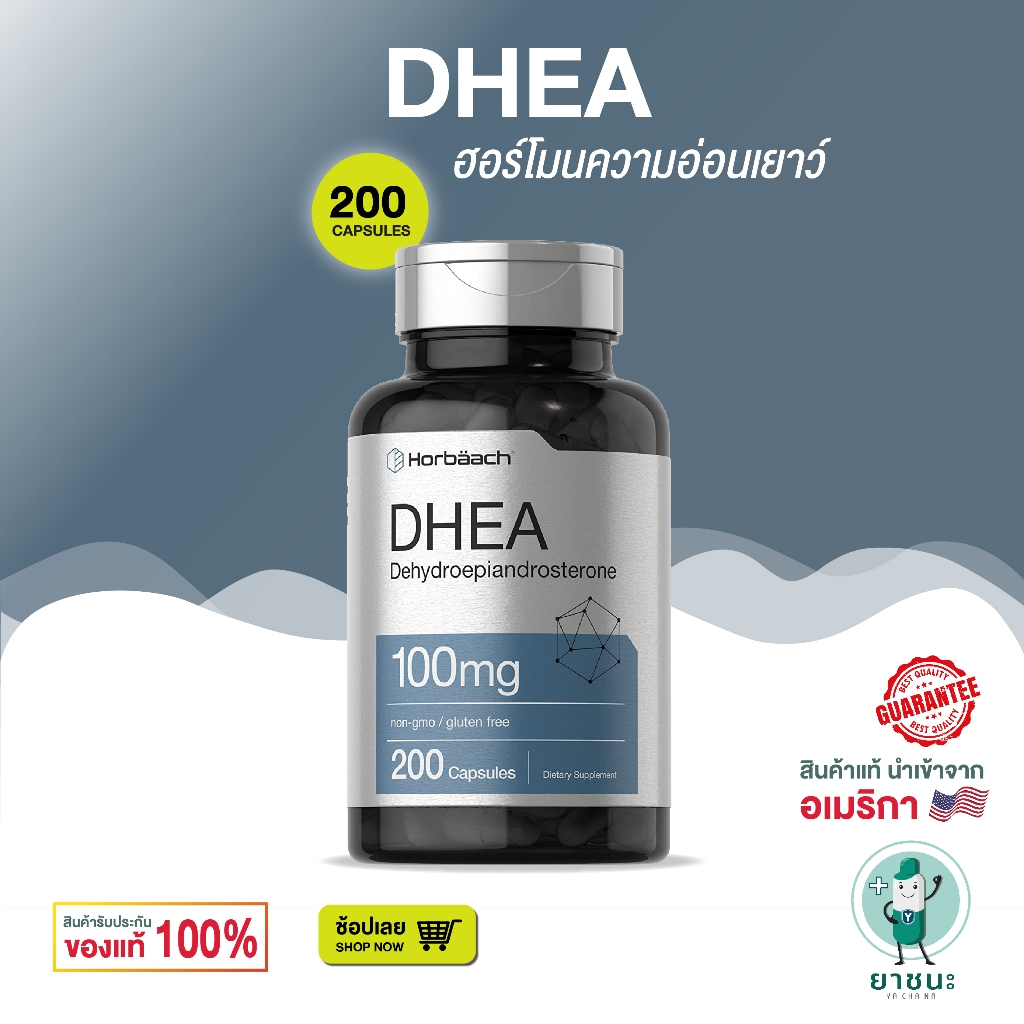 [ของแท้ 100% + พร้อมส่ง] 💖 Horbäach  DHEA 100mg 200 แคปซูล เกรดพรีเมี่ยม