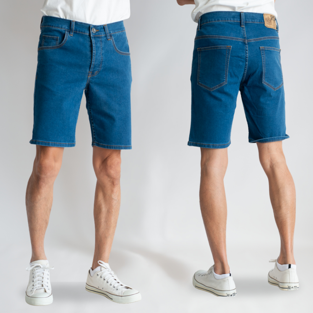 Men's jeans ยีนส์ยืดขาสั้น ฟอกนุ่ม ยืด ทรงสวย No.go-up jeans 6130011