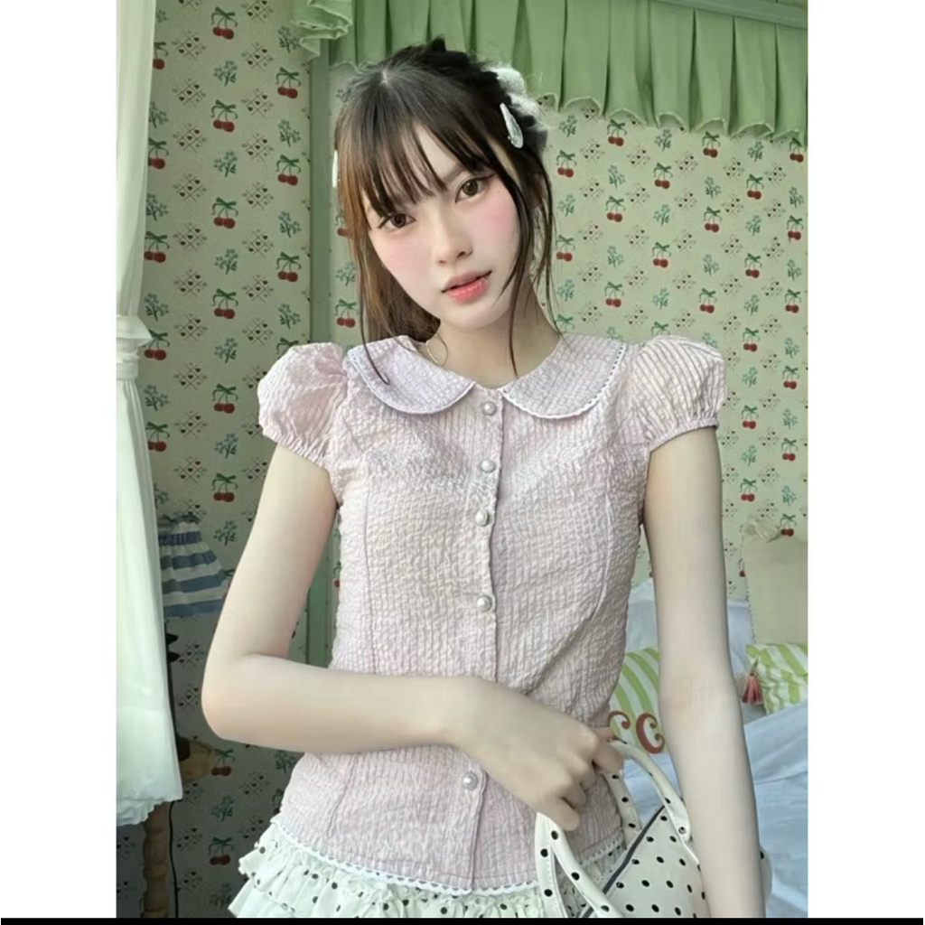 (Newมือ1) Cintage♡เสื้อจั้มแขนlunar8947 💖 สี Lilac stripe(lunar) Size S