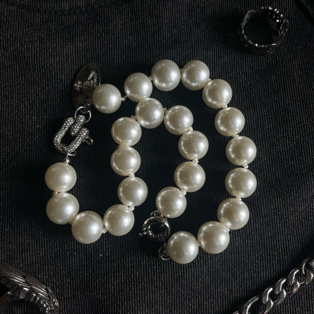 ✨พร้อมส่ง✨ สร้อยคอ ไข่มุก Elegant แนวสตรีท Saturn Galaxy Jewery 🖤💫