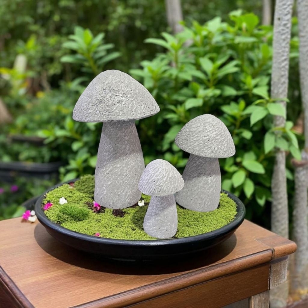 เห็ดแต่งสวน เห็ดจัดสวน (วัสดุ ปูนปั้น) Set 3 ชิ้น - รูปที่ 7