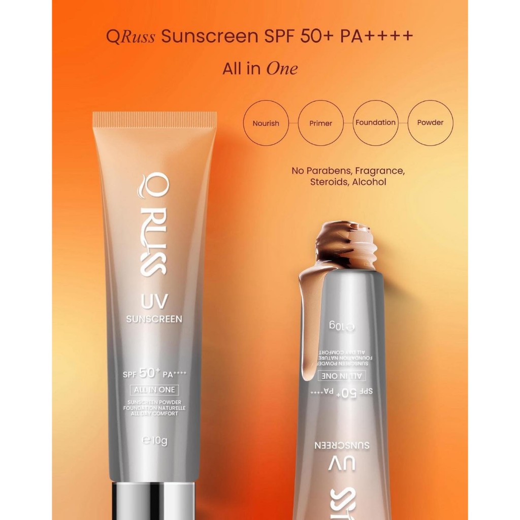 สูตรใหม่❗QRuss Q UV Sunscreen ครีมกันแดด SPF 50+ PA++++ กันแดดคิวส์