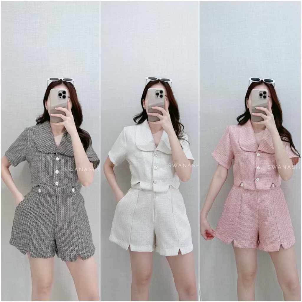 💘พร้อมส่ง Tweed set ร้าน Swanashop ของใหม่
