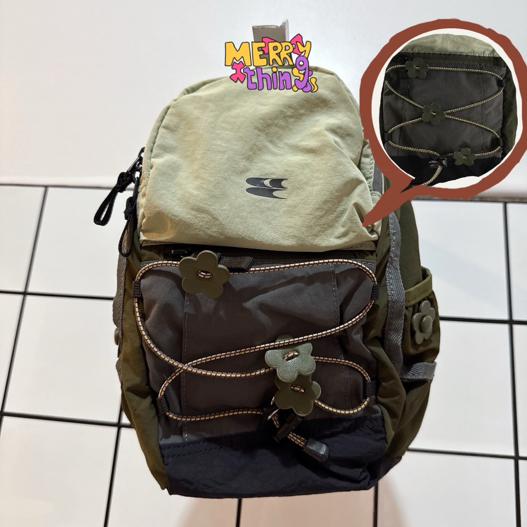 พร้อมส่ง ✿ Crying Center backpack กระเป๋าเป้ สีเขียวเชือกดอกไม้ (ใช้โค้ดลด 20-25%) จากช็อปแท้💯