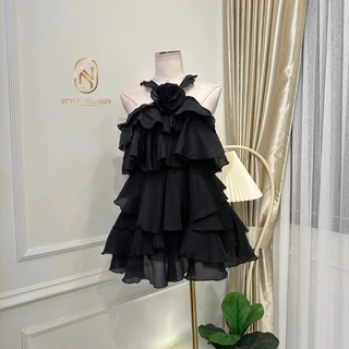 zani dress ชุดเดรสสั้น ทรงขนมชั้น แต่งกุหลาบตรงกลาง งานผ้าออแกนดี้ น่ารักหวานมาก **ชุดค่อนข้างสั้นแนะนำสาวตัวเล็กสูงไม่เ