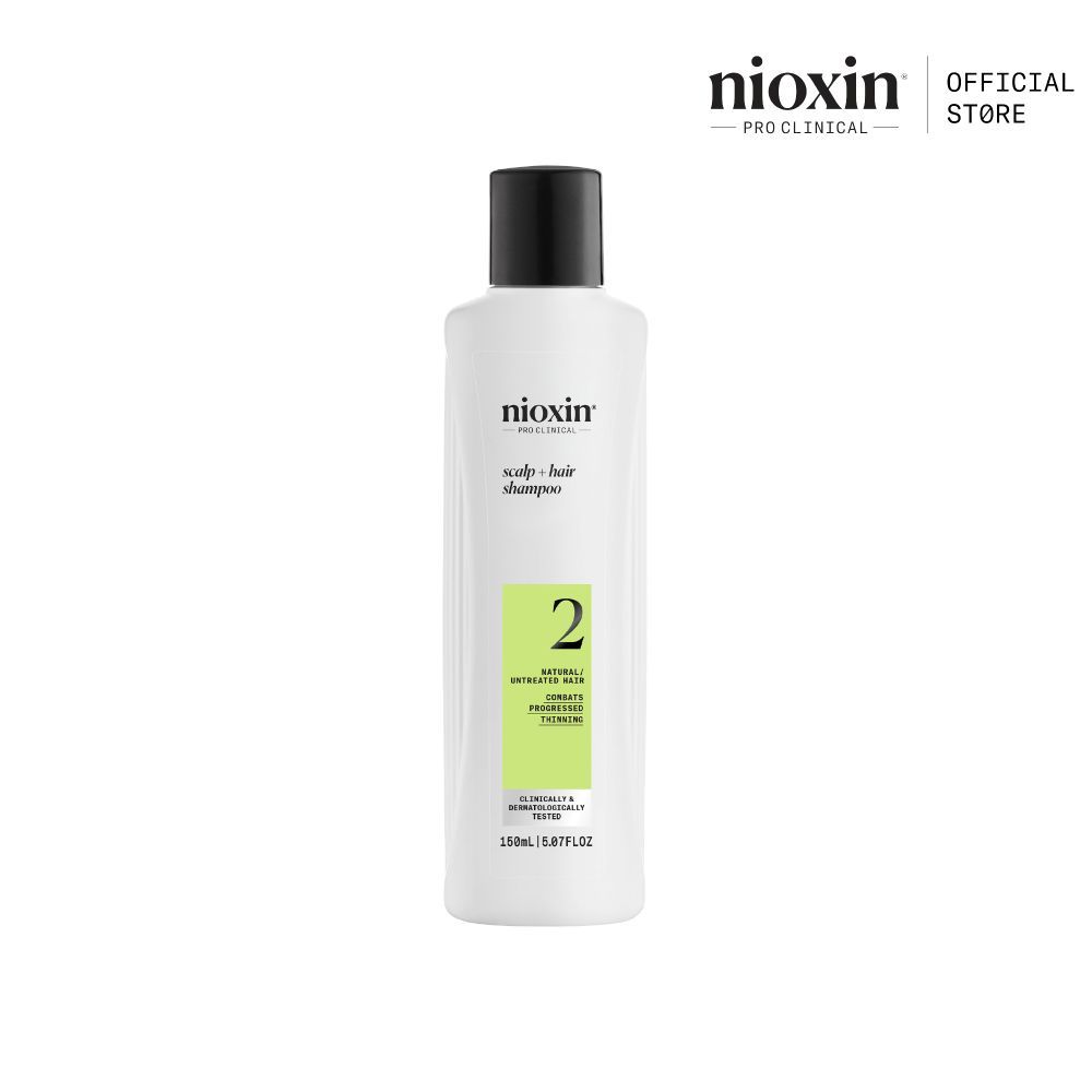NIOXIN System 2 Shampoo สำหรับผมบางชัดเจน ผมธรรมชาติ 300ml (ไนอ๊อกซิน แชมพูลดผมขาดหลุดร่วง ทำความสะอาดหนังศีรษะ)
