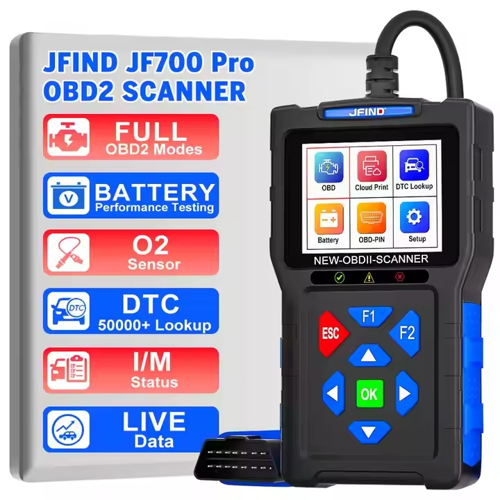 Jfind JF700 Pro เครื่องสแกน OBD2อเนกประสงค์, เครื่องมือวินิจฉัยรถยนต์รองรับการทดสอบแบตเตอรี่