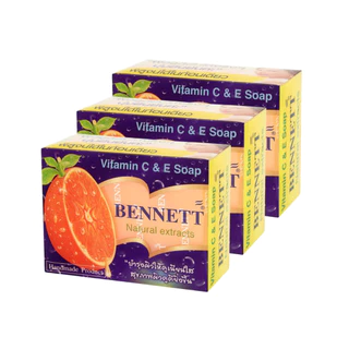 [ 3 กล่อง ] Bennett เบนเนท สบู่ วิตามินซีแอนด์อี ขนาด 130 กรัม (แพ็ค3 กล่อง) สีส้ม