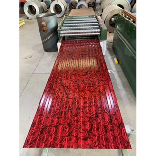 ลอนฝ้าและแผ่นเรียบเมทัลชีทลายกุหลาบแดง หนา 0.30  ลอนอเนกประส…