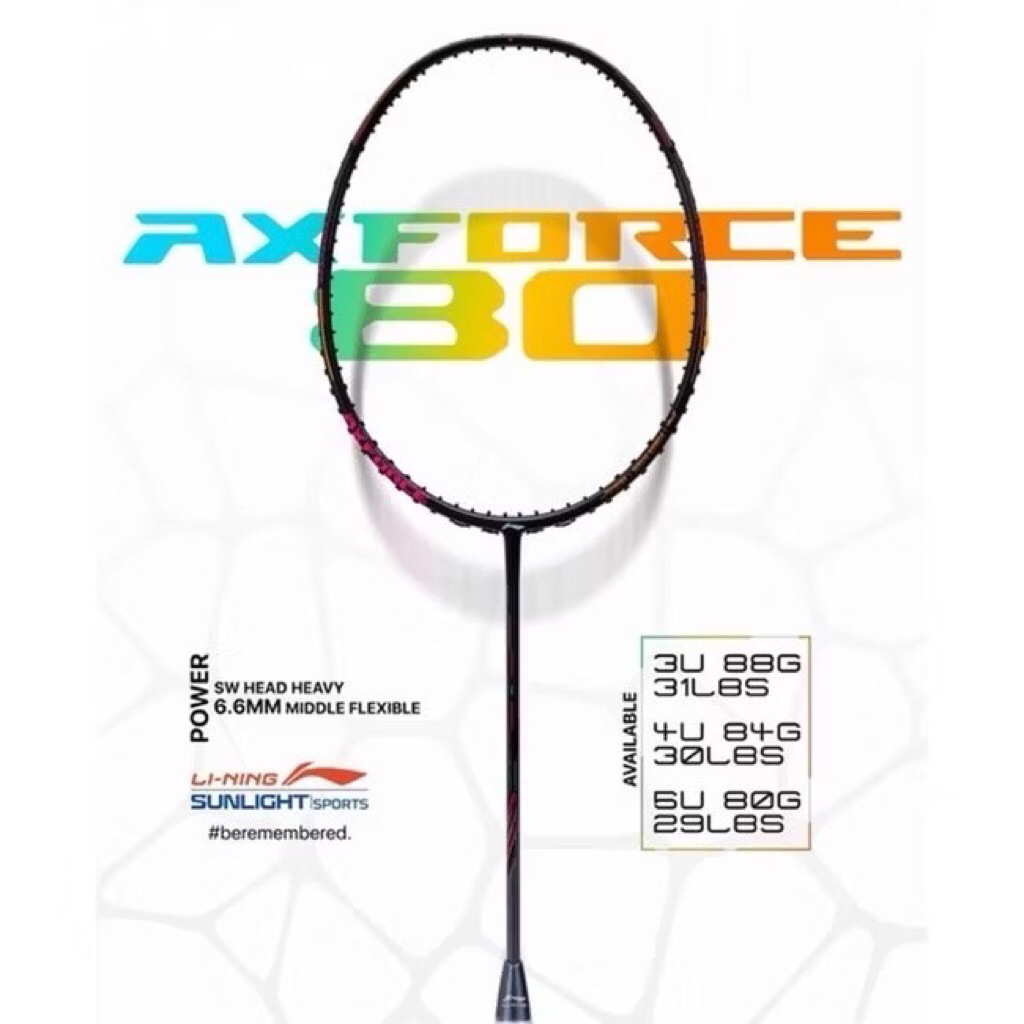 Li-ning Axforce 80 (4U/G6 ,5U/G6 ) แถม เอ็น VBS66NANO พร้อมขึ้นฟรีครับ