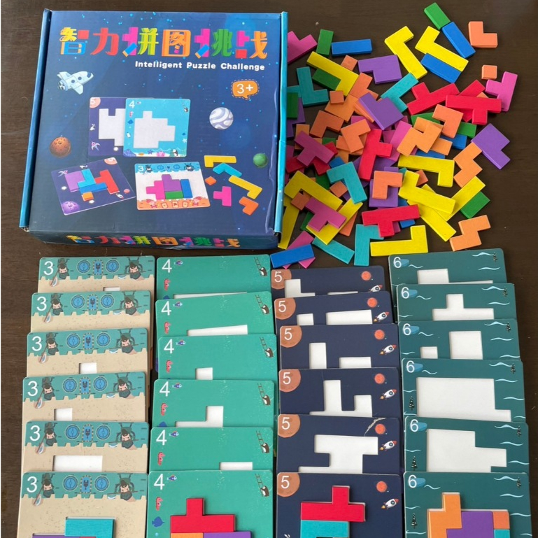 จิ๊กซอว์ไม้ 3D จิ๊กซอว์ปริศนา Montessori รูปทรงเรขาคณิต ตัวต่อ Tetris ฝึกสมอง เสริม IQ ของเล่นสำหรับเด็ก