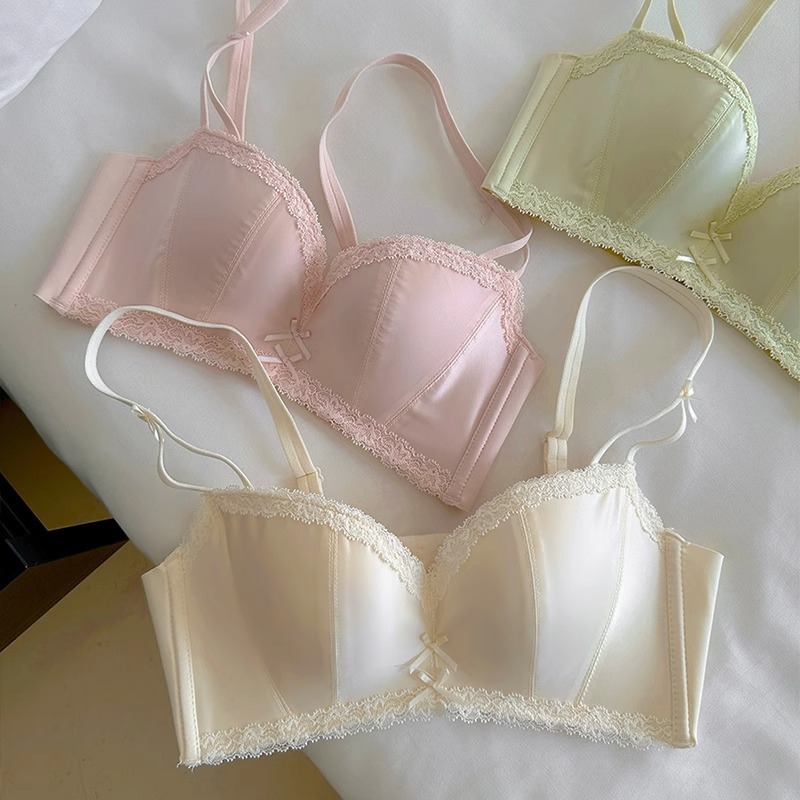 Bolubra ชุดชั้นในสไตล์ฝรั่งเศส ไม่มีโครงลวด ยกกระชับเสริมหน้าอก ป้องกันหย่อนคล้อย ลูกไม้เซ็กซี่ คัพบางผิวเรียบ