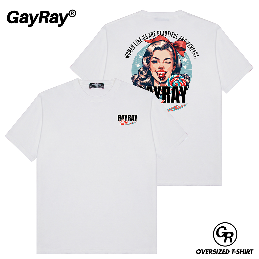 GayRay ⎰ameri girl⎱  เสื้อยืดโอเวอร์ไซส์ Cotton 100% นุ่่ม ใส่สบาย