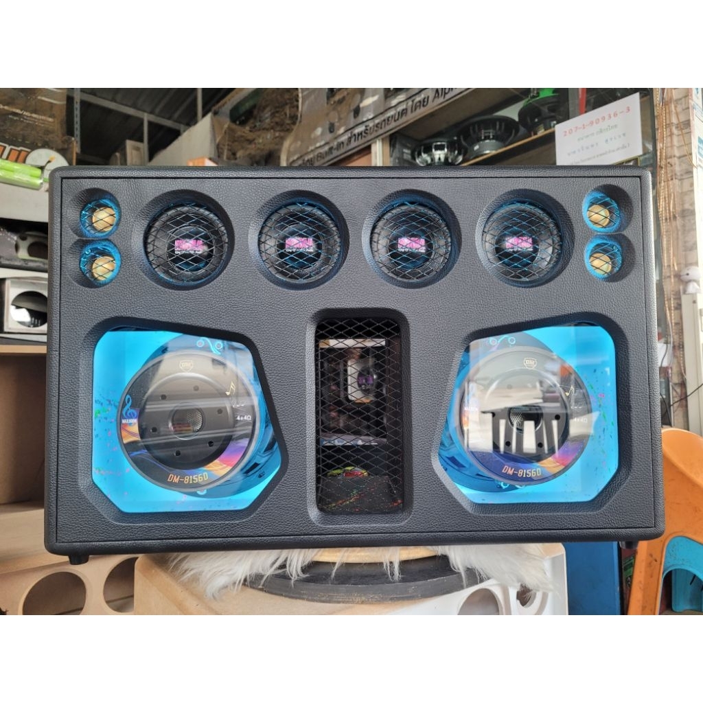Bluetooth 8 นิ้วคู่Dm156 กำลังขับ540w+1200w(6002)กลาง4"ไฟ2ระบบแบต8s30A. คาราโอเกะ DSP
