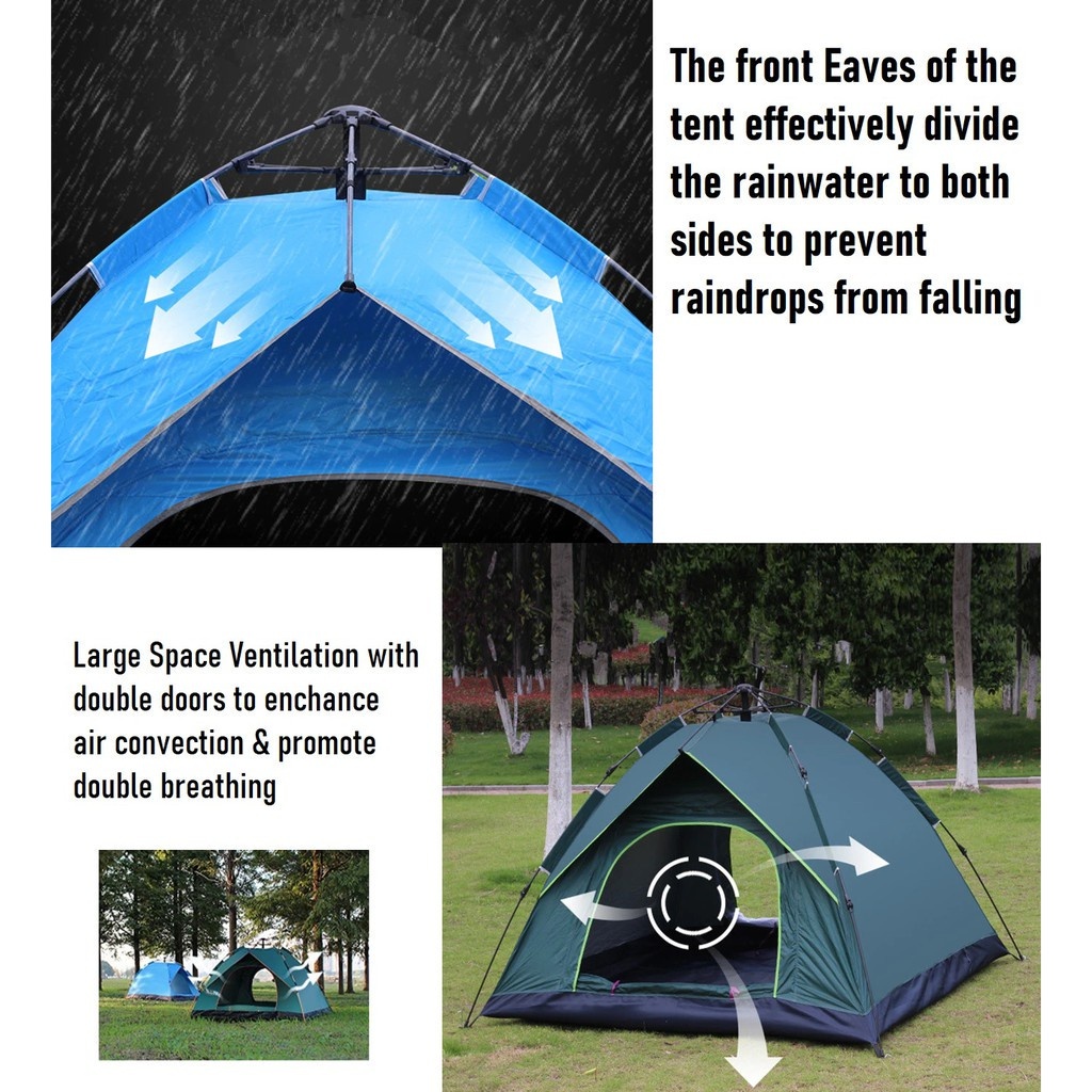 เต็นท์ออโต้ใหม่! เต็นท์แคมป์ปิ้ง2x2m กันUV สำหรับครอบครัว 3-4 คน ตั้งง่ายใน 1 นาที พกพาสะดวก กันแดด-กันน้ำ สุดคุ้มโปรโม - รูปที่ 4