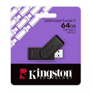 [รุ่นใหม่] Kignston 64GB Portable USB 3.2 Gen 1 DataTraveler Exodia S USB Flash Drive (Black/Black) DTXS/64GB